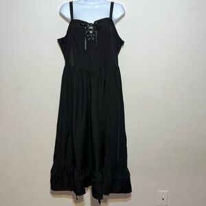 Scarlet Darkness Womens Black Lace Up Goth Gore Core Spaghetti Strap Dress XL